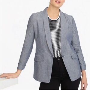 J.Crew Unstructured Cotton Linen Blazer Blue 14